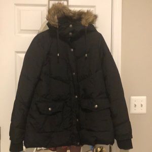 Betsey Johnson Black Ruffle Puffer Coat
